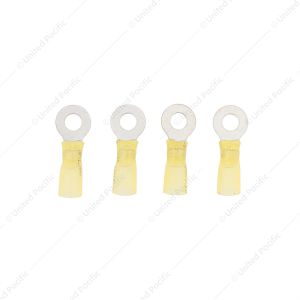 12-10 AWG 1/4" Stud CS Heat Shrink Ring Terminal - Yellow (4-Pack)