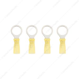 12-10 AWG 1/2" Stud CS Heat Shrink Ring Terminal - Yellow (4-Pack)