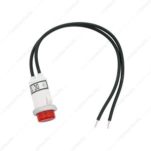 16 Amp 12V Red Warning Light w/ 1/2" Panel Mount and Leads 1 Pc.