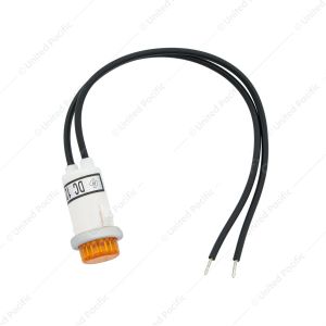 16 Amp 12V Amber Warning Light w/ 1/2" Panel Mount and Leads 1 Pc.