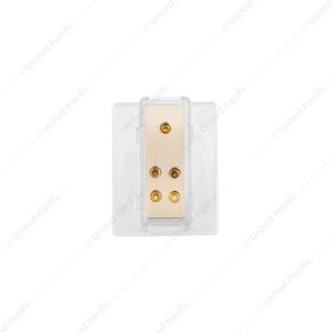 Gold Distribution Block with (1) 4 AWG input and (4) 8 AWG outputs, Rectangular Shape 1 Pc.