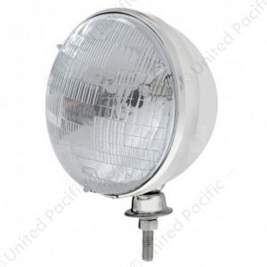 7" Chrome Dietz Style Headlight With 12 Volt H6024 Halogen Seal Beam Bulb (Pair)