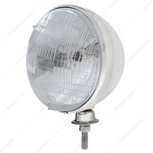 7" Stainless Dietz Style Headlight With 12 Volt 6014 Sealed Beam Bulb (Pair)