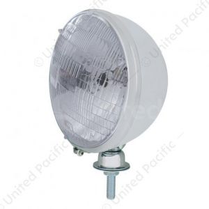 7" Chrome Kingbee Style 12V Headlight With H6024 Halogen Seal Beam Bulbs (Pair)