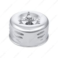 4" Round Short Neck Louvered Air Cleaner With 3-Wing-Screw For Carburetors With 2-5/8" Neck-Chrome