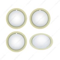 14" Chrome Plastic Baby Moon Hubcaps With Simulated White Wall (4/Set)