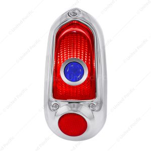 Tail Light Assembly With Stainless Steel Housing & Blue Dot For 1949-50 Chevy Passenger Car