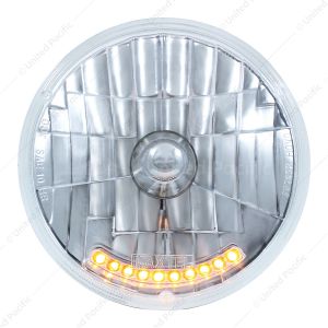 7" Crystal Headlight With 10 Amber LED Position Lights