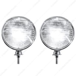 7" Chrome Dietz Style Headlight With 12 Volt 6014 Sealed Beam Bulb