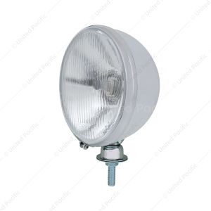 7" Chrome Kingbee Style 12V Headlight With Flat Halogen H4 Bulb (Pair)