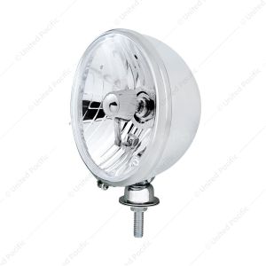 7" Chrome Kingbee Style 12V Headlight With H4 Crystal Halogen Bulbs (Pair)