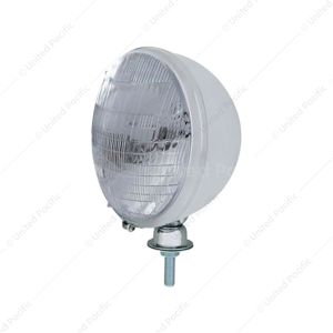 7" Chrome Kingbee Style 12V Headlight With 6014 Seal Beam Bulbs (Pair) (Bulk)