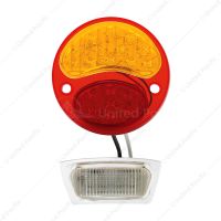 19 LED 6V Tail Light With 4 LED License Plate Light For 1928-31 Ford Model A - L/H, Red & Amber Lens