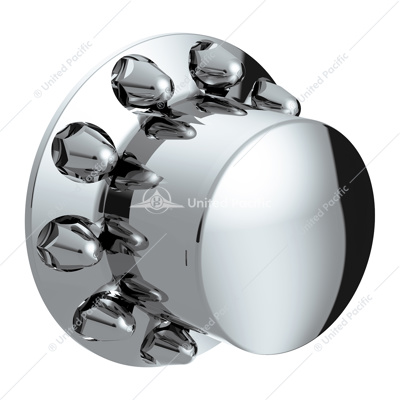 Dome Rear Axle Cover With 1-1/2"  Push-On Standard Nut Covers - Chrome
