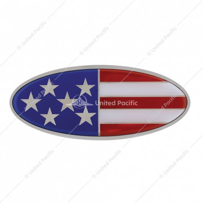 Chrome Oval Emblem - USA Flag | United Pacific Industries