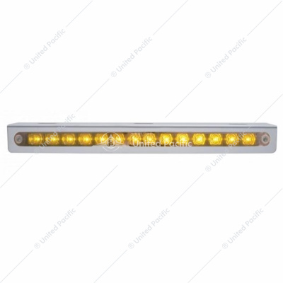 12-3/4" Stainless Light Bracket With 14 LED 12" Light Bar - Amber LED/Chrome Lens