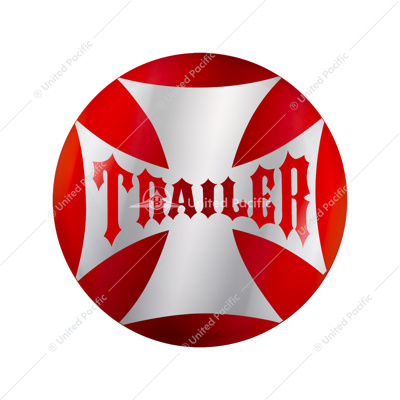"Trailer" Maltese Cross Air Valve Knob Sticker Only - Red