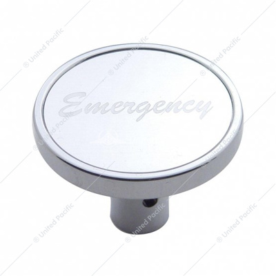 "Emergency" Short Air Valve Knob - Silver Aluminum Sticker