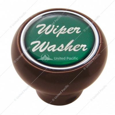 "Wiper/Washer" Wood Deluxe Dash Knob - Green Glossy Sticker