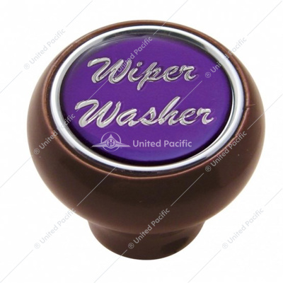"Wiper/Washer" Wood Deluxe Dash Knob - Purple Glossy Sticker