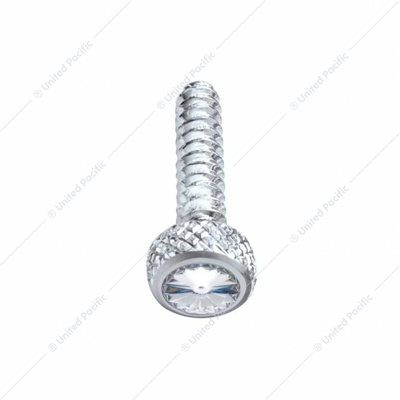 Chrome Short Dash Screw For Freightliner With Clear Crystal (2-Pack)