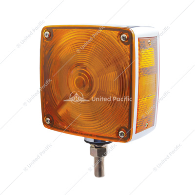 Square Double Face Turn Signal Light With Single Stud - Amber & Red Lens