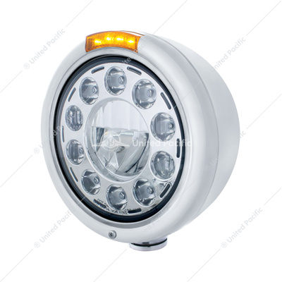 Stainless Classic Headlight 11 LED Bulb & Dual Mode LED Turn Signal