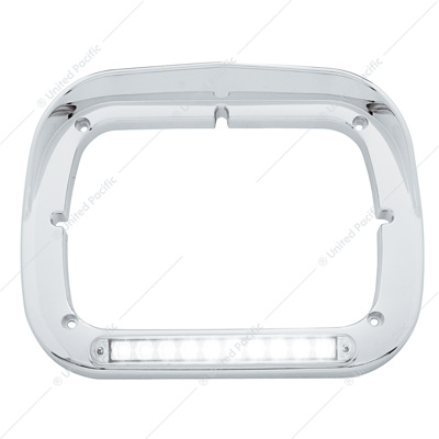 10 LED 5" x 7" Headlight Bezel With Visor - Amber LED/Clear Lens