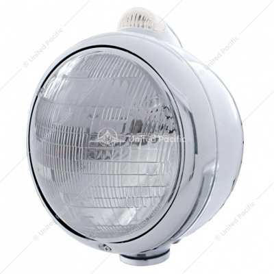 Chrome Guide 682-C Headlight 6014 & Dual Mode LED Signal - Clear Lens
