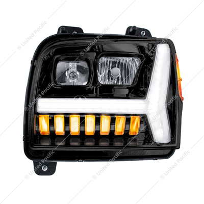 Blackout Headlight With LED DRL Light Bar & Turn Signal For 2018-2024 Kenworth W990-Driver
