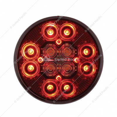 4" Round Combo Light With 12 LED Stop, Turn & Tail & 16 LED Back-Up - Red LED/Red Lens