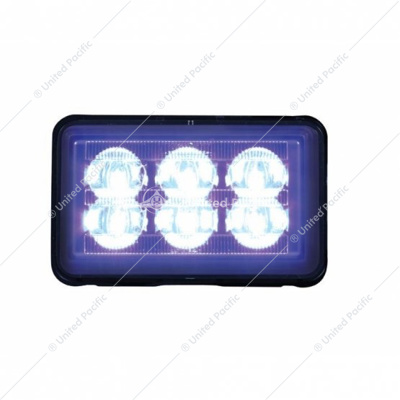 6 High Power LED Rectangular Warning Light With Bracket - Blue LED (Bulk)