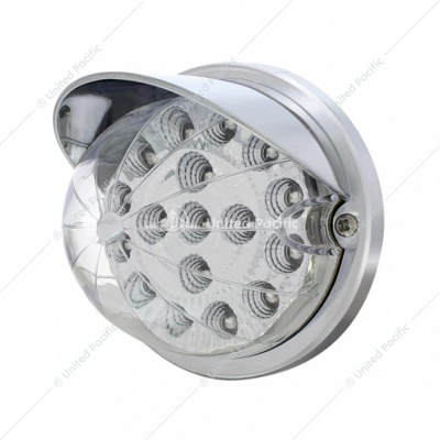 17 LED Dual Function Watermelon Clear Reflector Flush Mount Kit With Visor - Red LED/Clear Lens