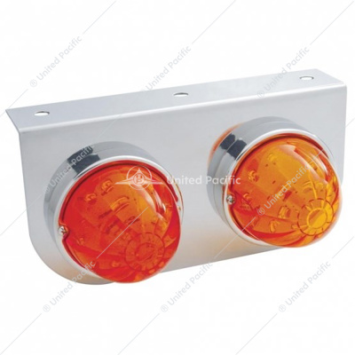 Stainless Light Bracket With 2X 17 LED Watermelon Lights - Amber LED/Dark Amber Lens
