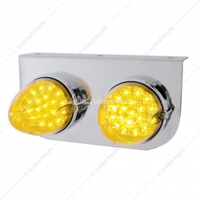 Stainless Light Bracket With 2X 19 LED Reflector Lights - Amber