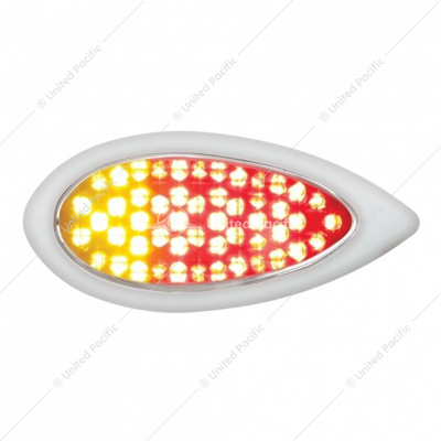 51 LED Duo "Teardrop" Auxiliary/Utility Light With Bezel - Red + Amber LED/Clear Lens