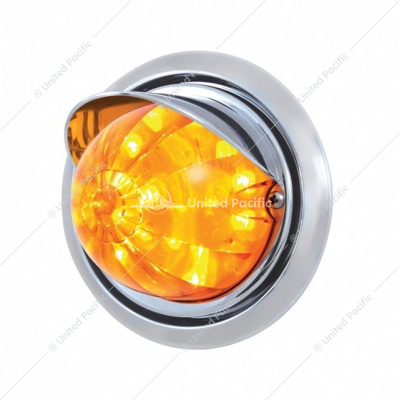 Front Bumper Light With 17 Amber LED Dual Function Watermelon Light & Visor For FL Columbia - Amber Lens