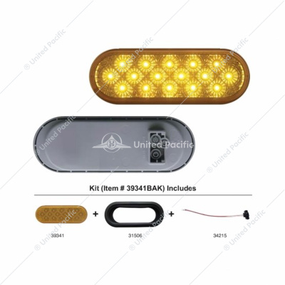 16 LED 6" Oval Reflector Turn Signal Light Kit - Amber LED/Amber Lens
