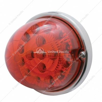 17 LED Watermelon Clear Reflector Flush Mount Kit With Low Profile Bezel - Red LED/Red Lens