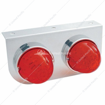 Stainless Light Bracket With 2X 17 LED Dual Function Watermelon Lights - Red LED/Red Lens