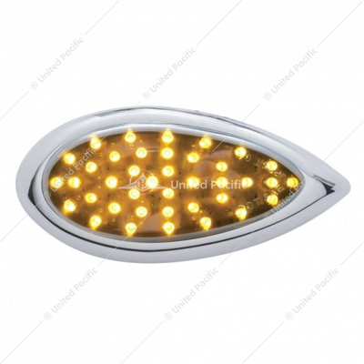 39 LED "Teardrop" Auxiliary Light With Bezel - Amber LED/Chrome Lens