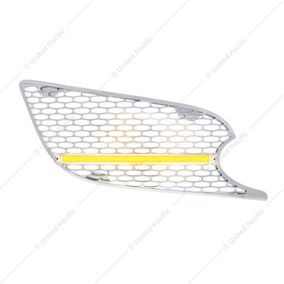 Chrome Air Intake Grille With LED GloLight For 2012-2021 Peterbilt 579 (Passenger) - Amber LED/Clear Lens
