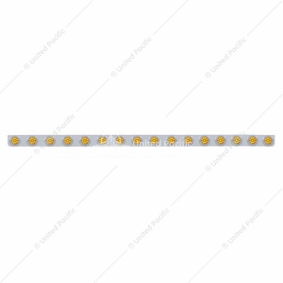 79-1/2" Stainless Bumper Light Bracket With 16X 9 LED 2" Lights & Bezels - Amber LED/Amber Lens