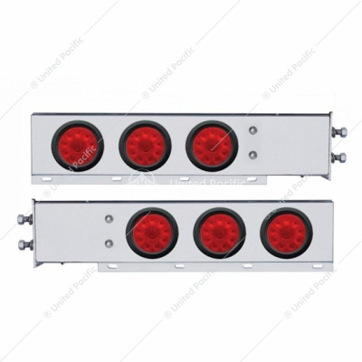 2-1/2" Bolt Pattern Chrome Spring Loaded Bar W/6X 4" 10 LED Lights -Red LED & Lens (Pair)