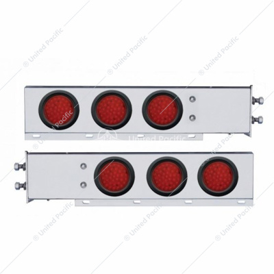 2-1/2" Bolt Pattern Chrome Spring Loaded Bar W/6X 36 LED 4" Lights -Red LED & Lens (Pair)
