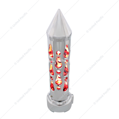 Brooklyn Style Spike Gearshift Knob With LED 9/10 Speed Adapter - Chrome/Red LED