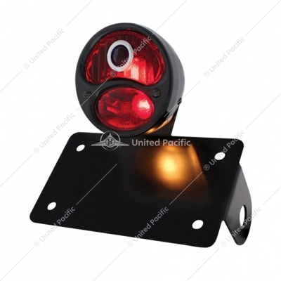 Black 1928 DUO Lamp & Blue Dot Style Tail Light Assembly With Horizontal Mounting Bracket