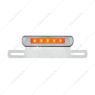Chrome License Plate Light & Bracket With Amber LED Auxiliary Light - Amber LED/Amber Lens