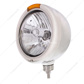 Stainless Steel Classic Headlight Crystal H4 Bulb & LED Turn Signal