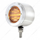Stainless 2-1/2" Double Face Light With LED Lights & Bezels - Amber & Red LED/Clear Lens